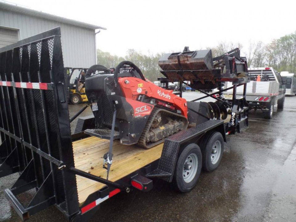 New EXAMPLE / Equipment Trailer, Mini Excavator Trailer with Implement Rack, carry your tools.