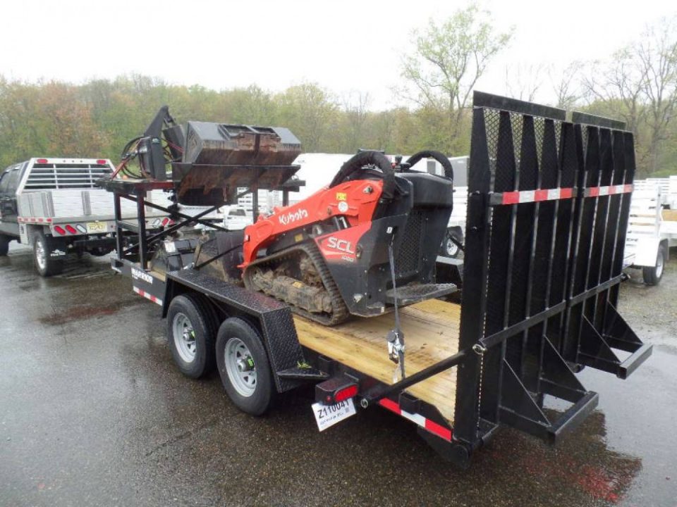 New EXAMPLE / Equipment Trailer, Mini Excavator Trailer with Implement Rack, carry your tools.