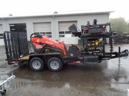 New EXAMPLE / Equipment Trailer, Mini Excavator Trailer with Implement Rack, carry your tools.
