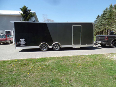 New EXAMPLE / 8.5X24 Enclosed Car Trailer, ALCOM Supreme Model, Extruded Aluminum Floor.