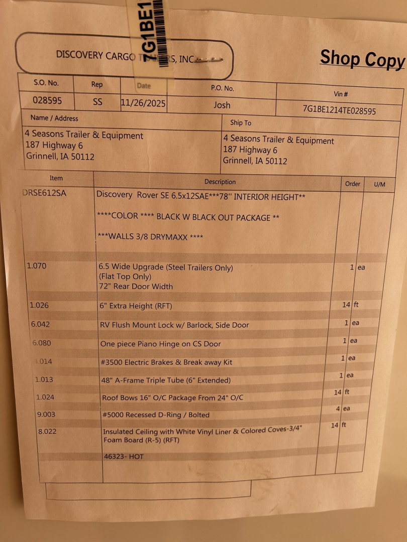 New 2026 Discovery Trailers 6.5X12 ELECTRIC BRAKES 6'4" INTERIOR HEIGHT, RAMP DOOR, BLACKOUT PACKAGE Cargo / Enclosed Trailer