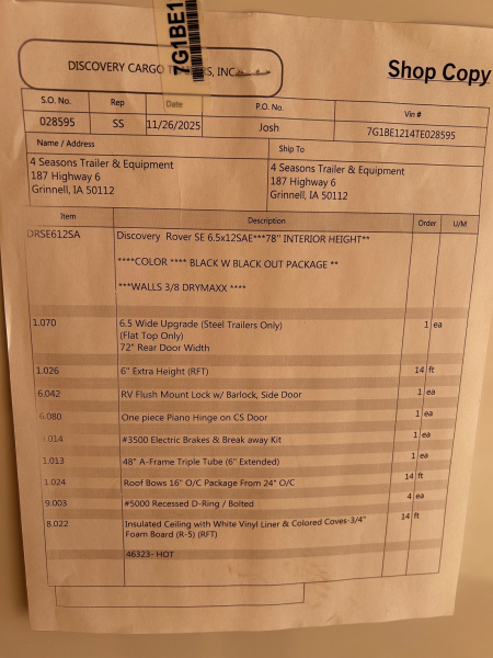 New 2026 Discovery Trailers 6.5X12 ELECTRIC BRAKES 6'4" INTERIOR HEIGHT, RAMP DOOR, BLACKOUT PACKAGE Cargo / Enclosed Trailer