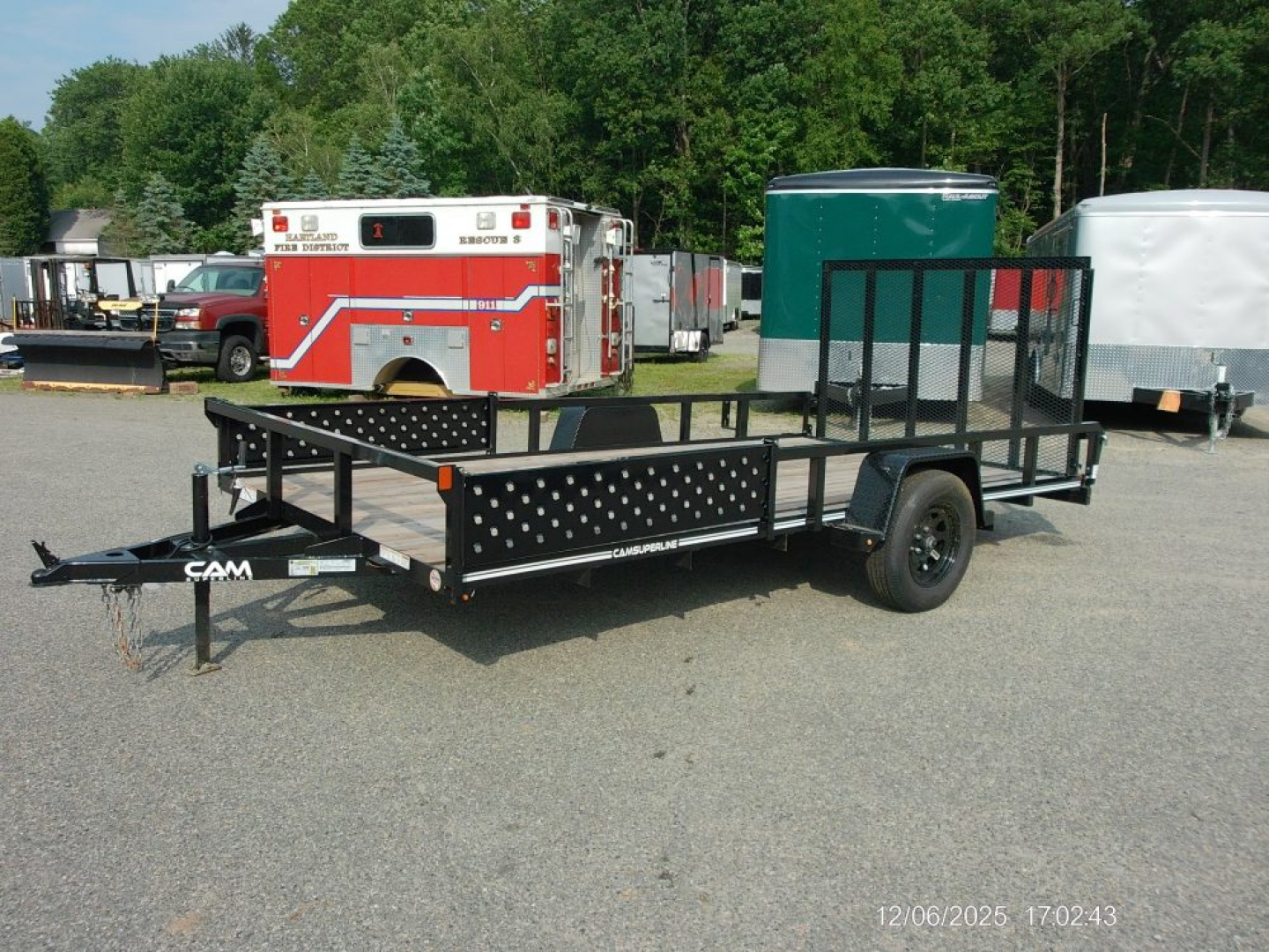 New EXAMPLE / TWO PLACE ATV / QUAD TRAILER, SIDE LOAD RAMPS, 81 wide by 14 ft. long deck. Single Axle, empty weight 1,450 lbs. ID#537100