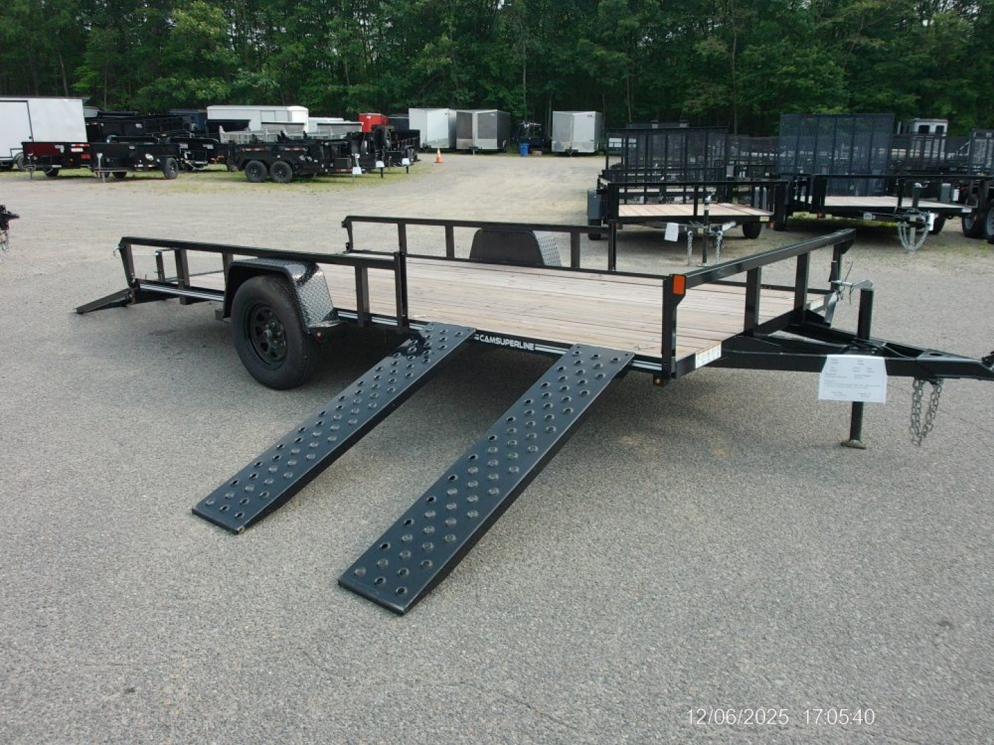 New EXAMPLE / TWO PLACE ATV / QUAD TRAILER, SIDE LOAD RAMPS, 81 wide by 14 ft. long deck. Single Axle, empty weight 1,450 lbs. ID#537100