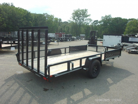 New EXAMPLE / TWO PLACE ATV / QUAD TRAILER, SIDE LOAD RAMPS, 81 wide by 14 ft. long deck. Single Axle, empty weight 1,450 lbs. ID#537100