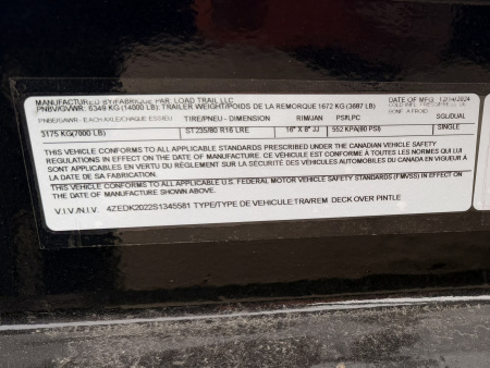 Used 2025 Load Trail 8.5-20DeckoverEqupiment