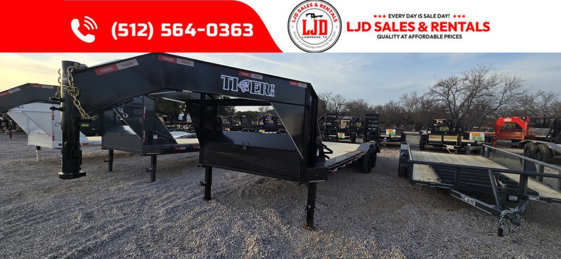 New 2026 Tiger - Gooseneck Drive Over Fender Trailer 102" X 24'