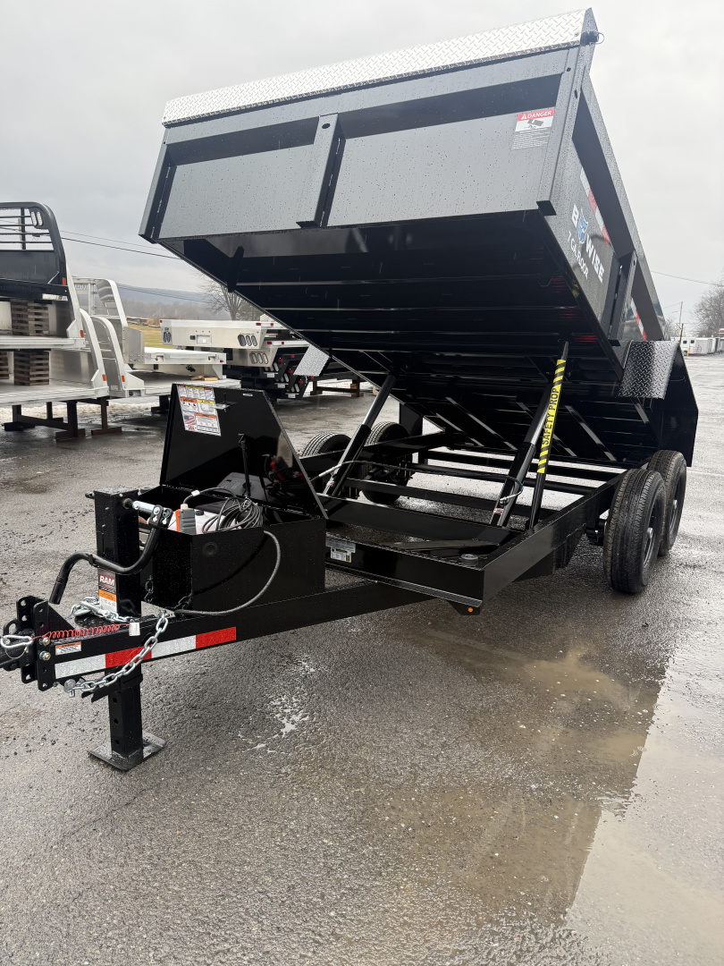 New 2026 BWise 7x12 -14K Dump Trailer - Ramps - 7 GA Floor - TARP KIT - BLACK