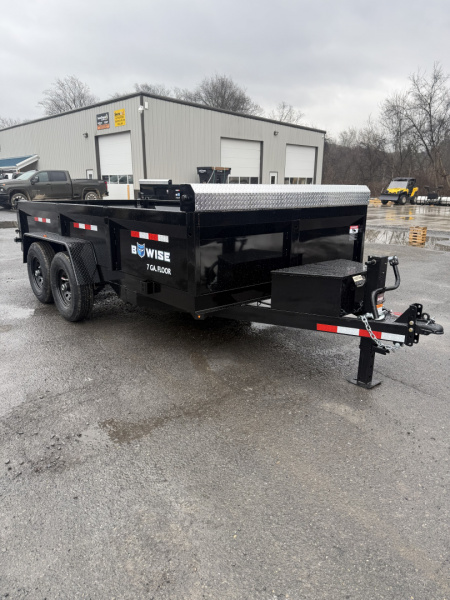 New 2026 BWise 7x12 -14K Dump Trailer - Ramps - 7 GA Floor - TARP KIT - BLACK
