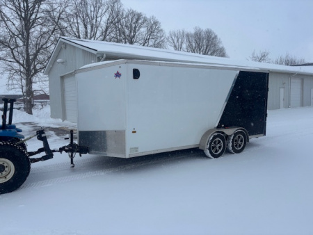 Used 2018 US Cargo 7x16 V-Nose Ramp Door Enclosed Trailer