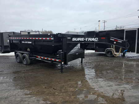New 2025 Sure-Trac 16' GOOSENECK ROLL OFF TRAILER - 3 CANS Dump Trailer