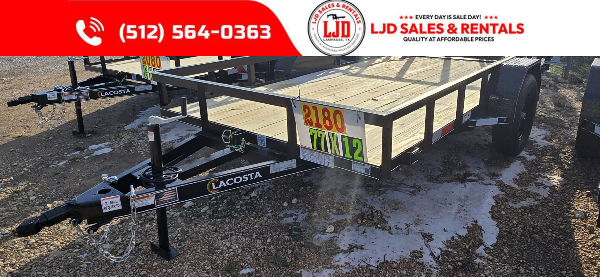 New 2026 Lacosta - Tilt - 77  x 12' - Utility Trailer