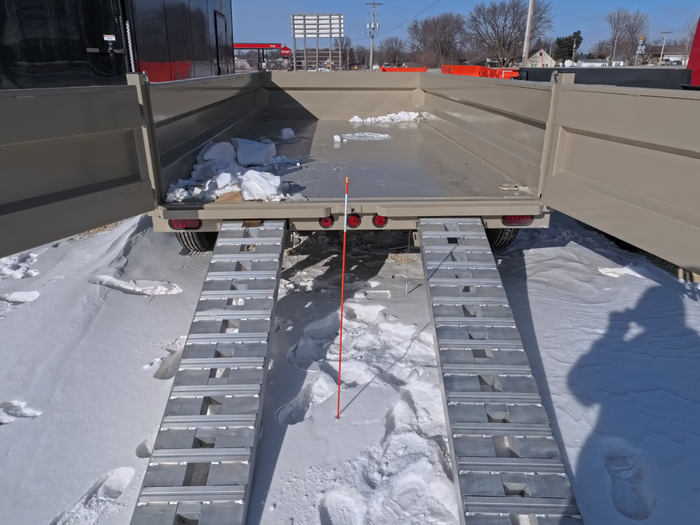 New 2026 Iron Bull 83 x 14 DWB Dump Trailer, 14,999lb. GVWR, Hydraulic Jack, Aluminum Ramps, Desert Sand Dump