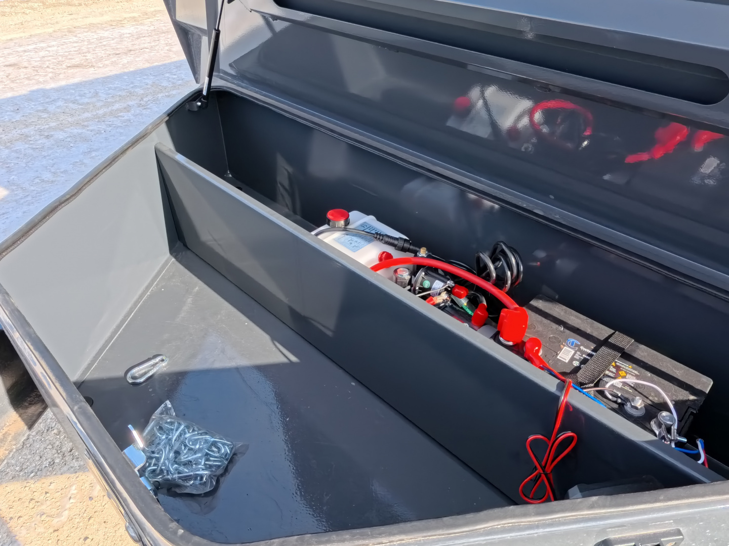 New 2026 Iron Bull 83 x 14 DWB Dump Trailer, 14,999lb. GVWR, Aluminum Ramps, Grey