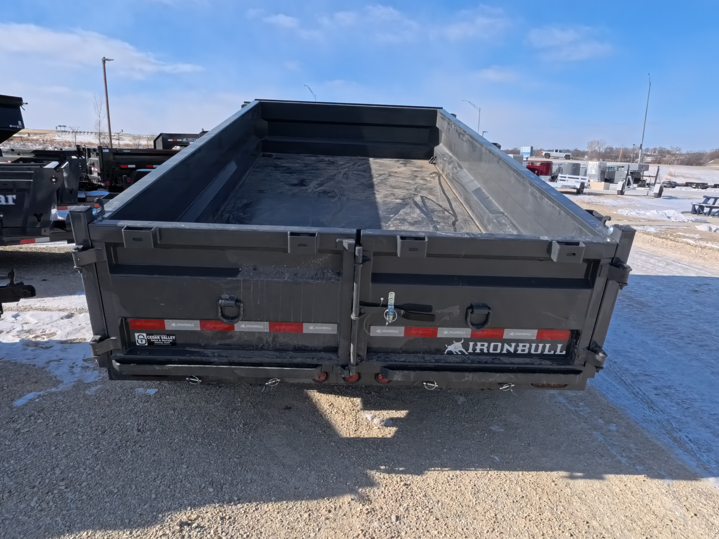 New 2026 Iron Bull 83 x 14 DWB Dump Trailer, 14,999lb. GVWR, Aluminum Ramps, Grey