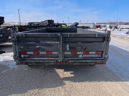 New 2026 Iron Bull 83 x 14 DWB Dump Trailer, 14,999lb. GVWR, Aluminum Ramps, Grey