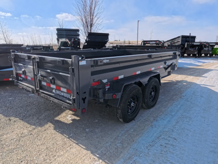 New 2026 Iron Bull 83 x 14 DWB Dump Trailer, 14,999lb. GVWR, Aluminum Ramps, Grey