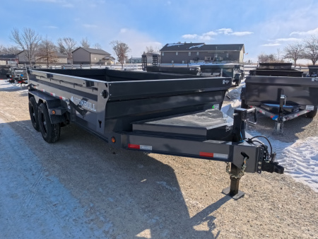 New 2026 Iron Bull 83 x 14 DWB Dump Trailer, 14,999lb. GVWR, Aluminum Ramps, Grey