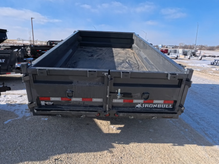 New 2026 Iron Bull 83 x 14 DWB Dump Trailer, 14,999lb. GVWR, Aluminum Ramps, Grey