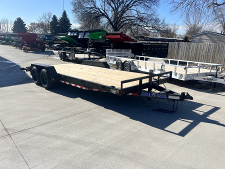 Used 2021 Load Trail 20’ flatbed Trailer 2-5200 lb axles=10K, dovetail, removable fenders, Slide In Ramps