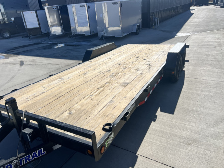 Used 2021 Load Trail 20’ flatbed Trailer 2-5200 lb axles=10K, dovetail, removable fenders, Slide In Ramps