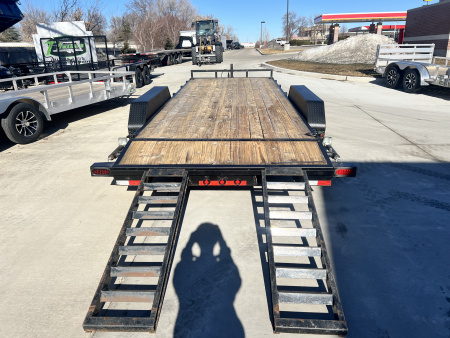 Used 2021 Load Trail 20’ flatbed Trailer 2-5200 lb axles=10K, dovetail, removable fenders, Slide In Ramps
