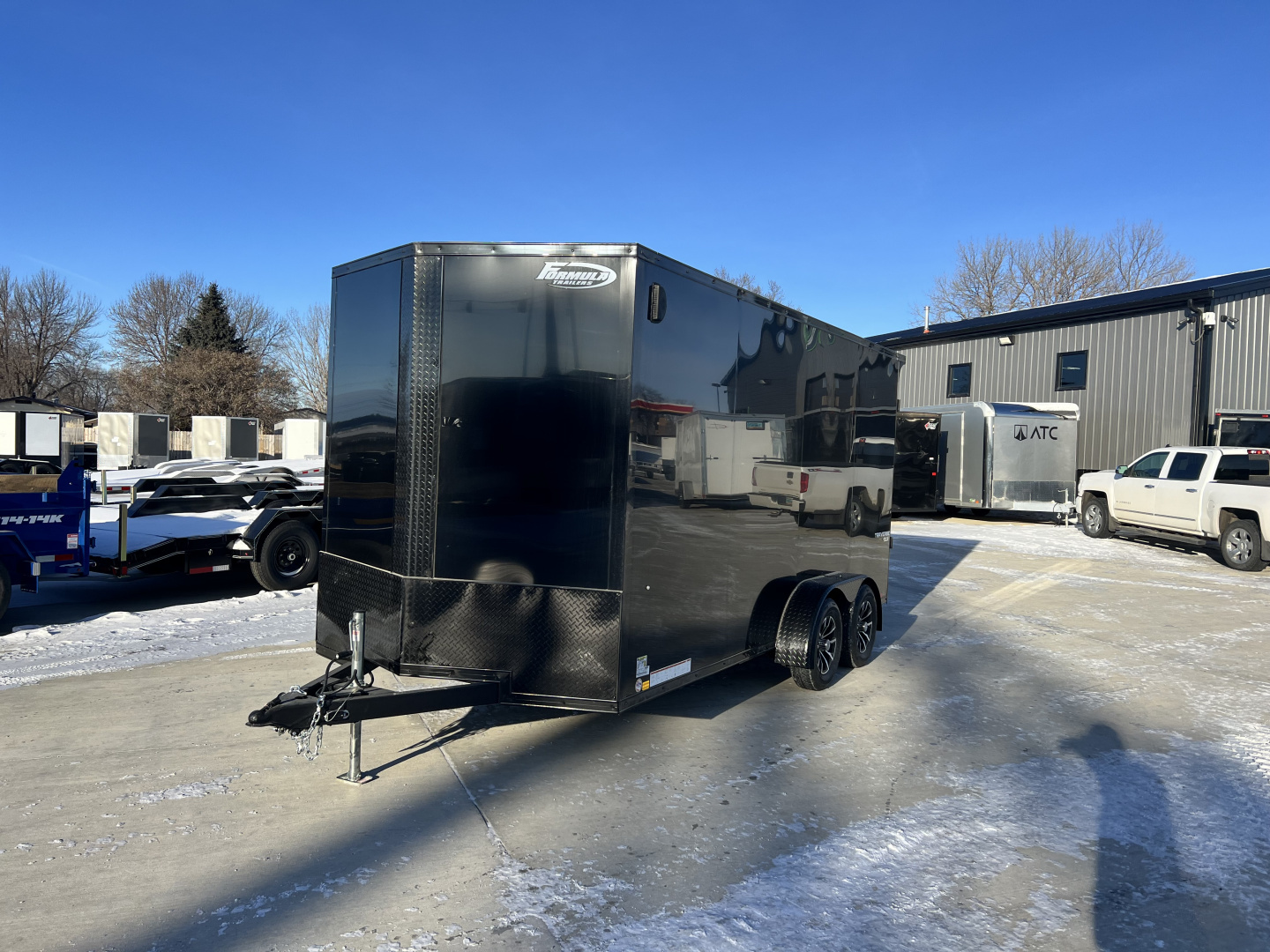 New NEW 2026 Formula 7x16 +V Traverse, 7’ TALL 80.5” Rear door open height BLACKOUT EDITION Rear Ramp Enclosed Cargo Trailer