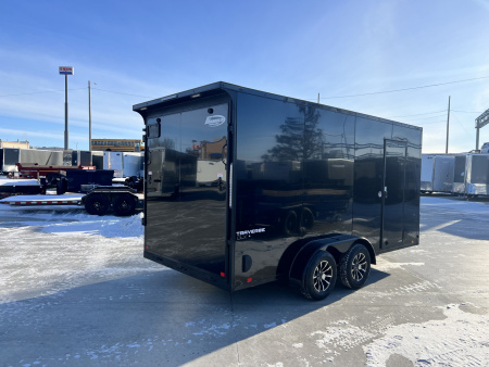 New NEW 2026 Formula 7x16 +V Traverse, 7’ TALL 80.5” Rear door open height BLACKOUT EDITION Rear Ramp Enclosed Cargo Trailer