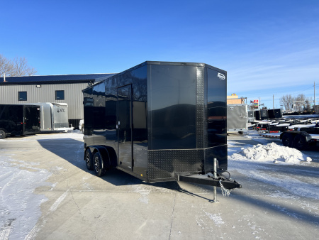 New NEW 2026 Formula 7x16 +V Traverse, 7’ TALL 80.5” Rear door open height BLACKOUT EDITION Rear Ramp Enclosed Cargo Trailer