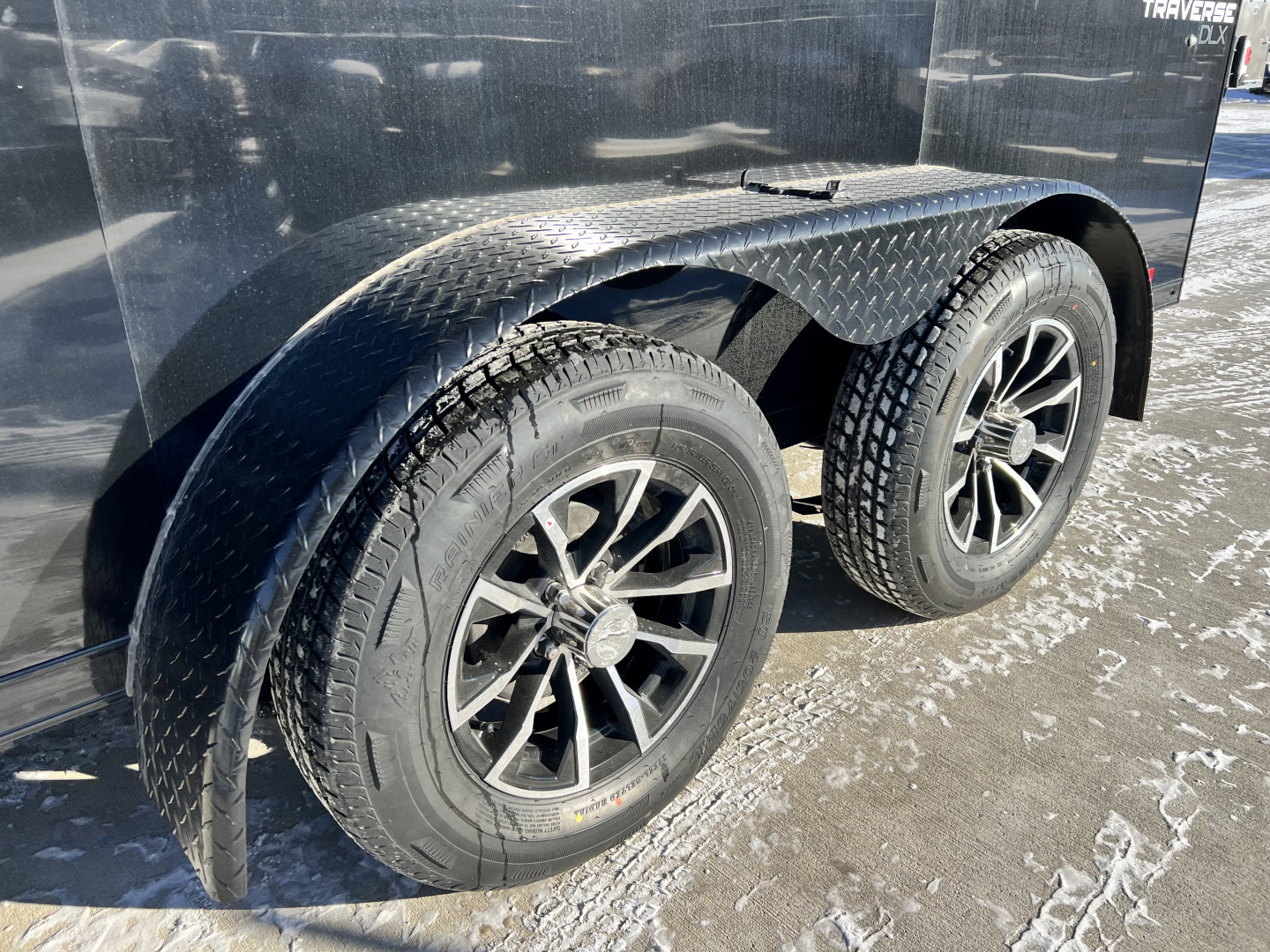 New NEW 2026 Formula 7x14 +V Traverse, 7’ TALL 80.5” Rear door open height BLACKOUT EDITION Rear Ramp Enclosed Cargo Trailer