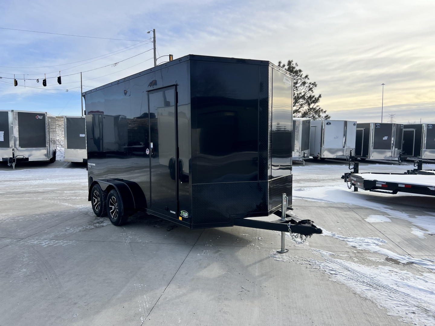 New NEW 2026 Formula 7x14 +V Traverse, 7’ TALL 80.5” Rear door open height BLACKOUT EDITION Rear Ramp Enclosed Cargo Trailer