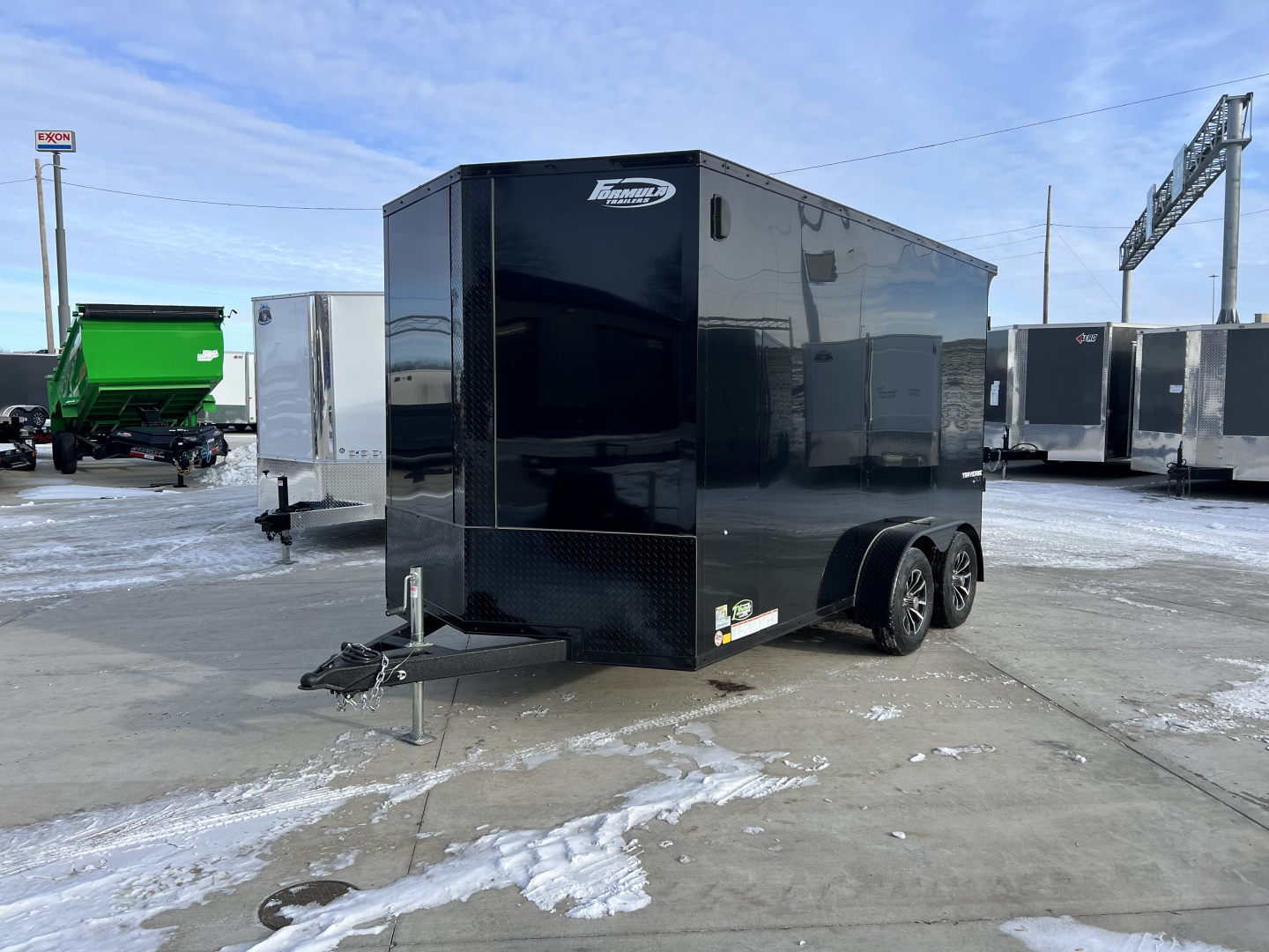 New NEW 2026 Formula 7x14 +V Traverse, 7’ TALL 80.5” Rear door open height BLACKOUT EDITION Rear Ramp Enclosed Cargo Trailer