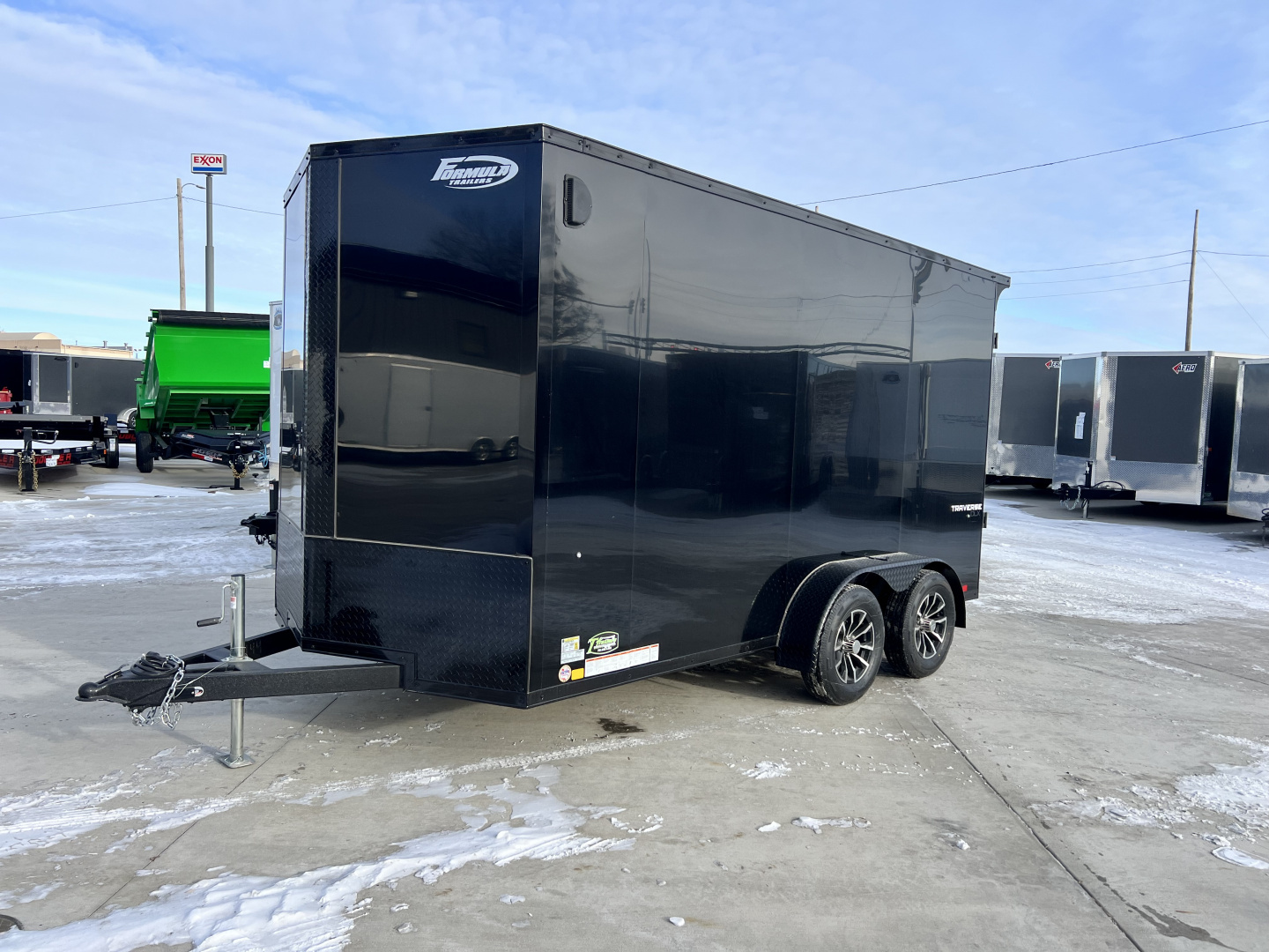 New NEW 2026 Formula 7x14 +V Traverse, 7’ TALL 80.5” Rear door open height BLACKOUT EDITION Rear Ramp Enclosed Cargo Trailer