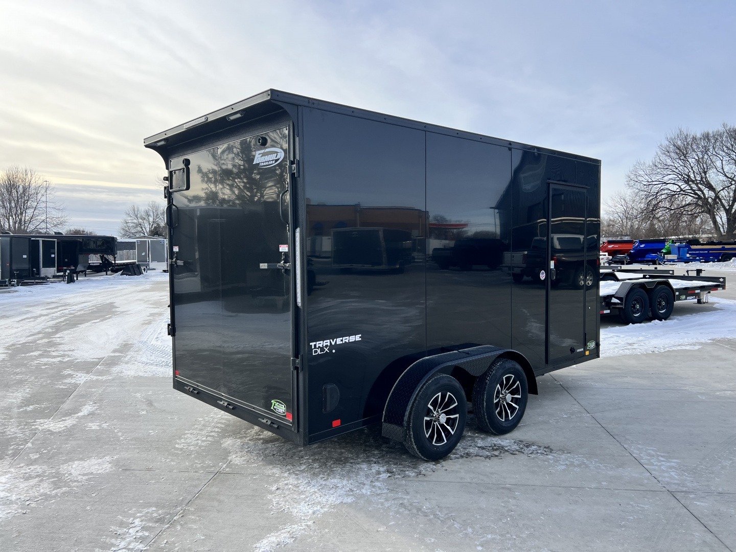 New NEW 2026 Formula 7x14 +V Traverse, 7’ TALL 80.5” Rear door open height BLACKOUT EDITION Rear Ramp Enclosed Cargo Trailer