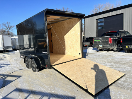 New NEW 2026 Formula 7x14 +V Traverse, 7’ TALL 80.5” Rear door open height BLACKOUT EDITION Rear Ramp Enclosed Cargo Trailer
