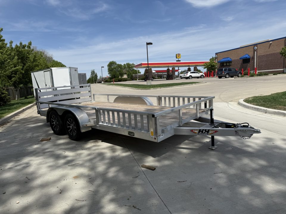 New NEW 2026 H&H 82"x16' Aluminum ATV ramps 2-3500lb axles = 7K Railside Utility bi-fold ramp, Aluminum Wheels