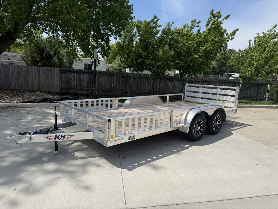 New NEW 2026 H&H 82"x16' Aluminum ATV ramps 2-3500lb axles = 7K Railside Utility bi-fold ramp, Aluminum Wheels