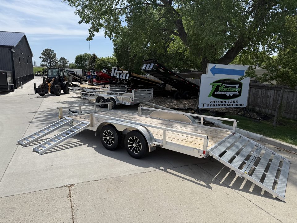 New NEW 2026 H&H 82"x16' Aluminum ATV ramps 2-3500lb axles = 7K Railside Utility bi-fold ramp, Aluminum Wheels