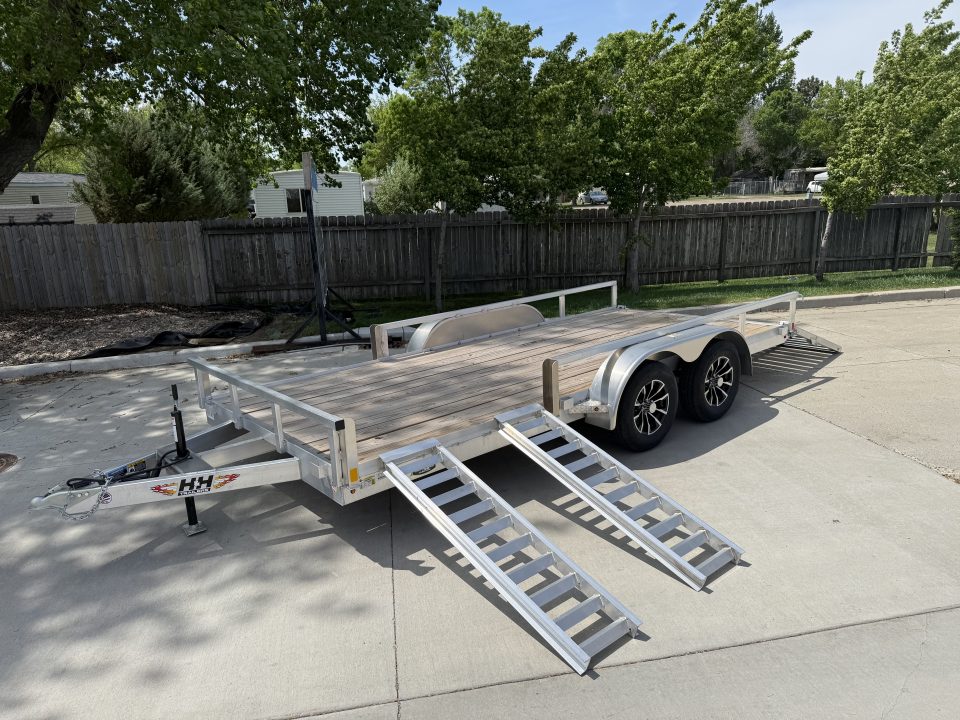 New NEW 2026 H&H 82"x16' Aluminum ATV ramps 2-3500lb axles = 7K Railside Utility bi-fold ramp, Aluminum Wheels