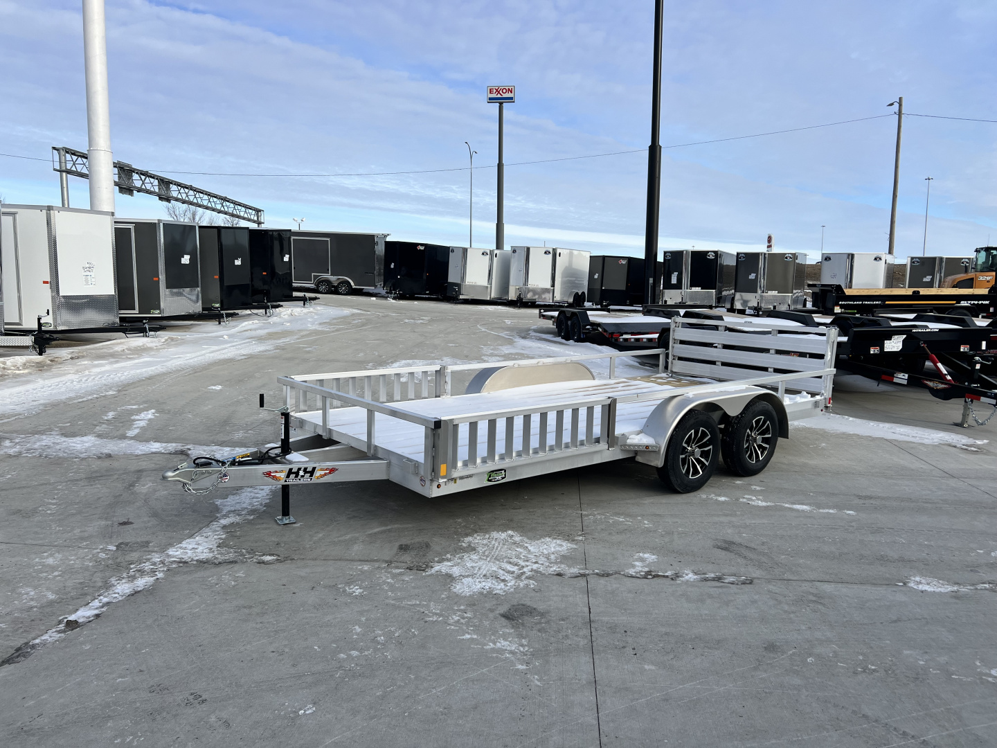 New NEW 2026 H&H 82"x16' Aluminum ATV ramps 2-3500lb axles = 7K Railside Utility bi-fold ramp, Aluminum Wheels