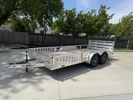 New NEW 2026 H&H 82"x16' Aluminum ATV ramps 2-3500lb axles = 7K Railside Utility bi-fold ramp, Aluminum Wheels