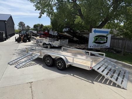 New NEW 2026 H&H 82"x16' Aluminum ATV ramps 2-3500lb axles = 7K Railside Utility bi-fold ramp, Aluminum Wheels