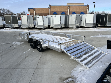 New NEW 2026 H&H 82"x16' Aluminum ATV ramps 2-3500lb axles = 7K Railside Utility bi-fold ramp, Aluminum Wheels
