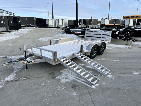 New NEW 2026 H&H 82 x16' Aluminum ATV ramps 2-3500lb axles = 7K Railside Utility bi-fold ramp, Aluminum Wheels