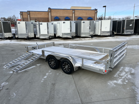 New NEW 2026 H&H 82"x16' Aluminum ATV ramps 2-3500lb axles = 7K Railside Utility bi-fold ramp, Aluminum Wheels
