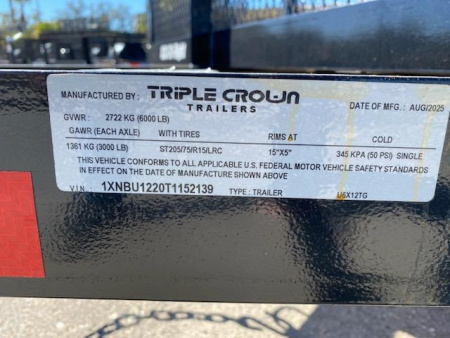 New 2026 6X12 Triple Crown Utility Trailer