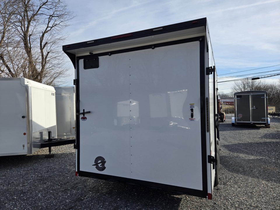 New 8.5 x 16 Homesteader Intrepid HD V-Nose Enclosed Cargo Trailer, 10k GVWR **White w/ Black Out Trim, 6" Extra Height, Ramp Door Package, Rear Spoiler w/ Lights