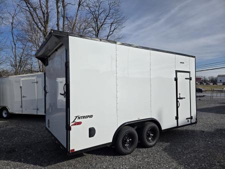 New 8.5 x 16 Homesteader Intrepid HD V-Nose Enclosed Cargo Trailer, 10k GVWR **White w/ Black Out Trim, 6" Extra Height, Ramp Door Package, Rear Spoiler w/ Lights