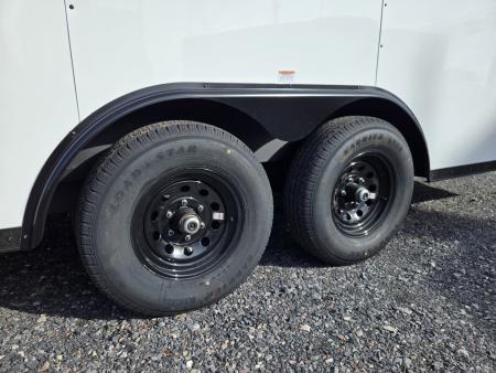 New 8.5 x 16 Homesteader Intrepid HD V-Nose Enclosed Cargo Trailer, 10k GVWR **White w/ Black Out Trim, 6" Extra Height, Ramp Door Package, Rear Spoiler w/ Lights