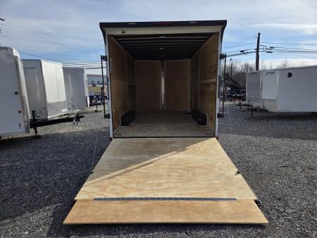 New 8.5 x 16 Homesteader Intrepid HD V-Nose Enclosed Cargo Trailer, 10k GVWR **White w/ Black Out Trim, 6" Extra Height, Ramp Door Package, Rear Spoiler w/ Lights